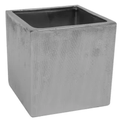 Square Ceramic Vase 6" - Silver