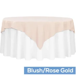 72" Square 200 GSM Polyester Tablecloth / Overlay - Blush/Rose Gold