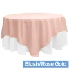 90" Square 200 GSM Polyester Tablecloth / Overlay - Blush/Rose Gold