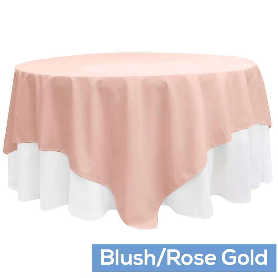 90" Square 200 GSM Polyester Tablecloth / Overlay - Blush/Rose Gold