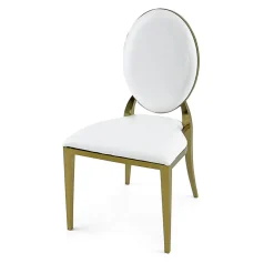 Stainless Steel Modern Padded Oval Back Alexa Dining Event Chair - Gold
