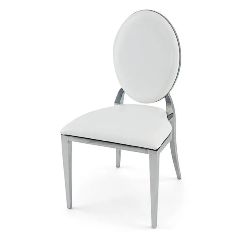 Stainless Steel Modern Padded Oval Back Alexa Dining Event Chair - Silver