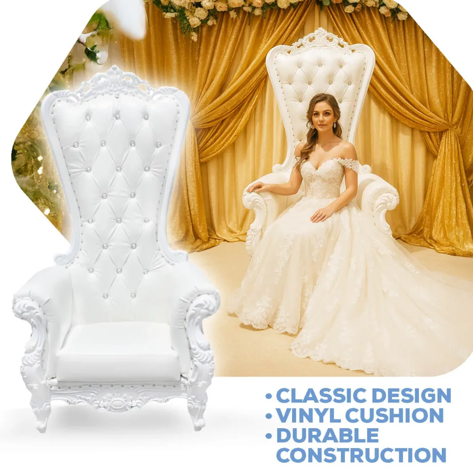 Sweetheart Bride and Groom Throne Chair - White