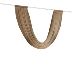 Taupe Sheer Chiffon Valance Curtain – Curved Backdrop Swag Topper with Rod Pocket (4ft Wide x 4ft, 5ft, 6ft Height Options)