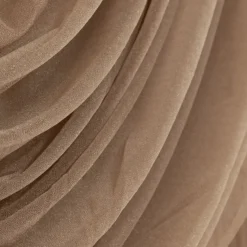 Taupe Sheer Chiffon Valance Curtain – Curved Backdrop Swag Topper with Rod Pocket (4ft Wide x 4ft, 5ft, 6ft Height Options)