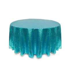 Teal Round Sequin Tablecloth by Eastern Mills - 126" Round