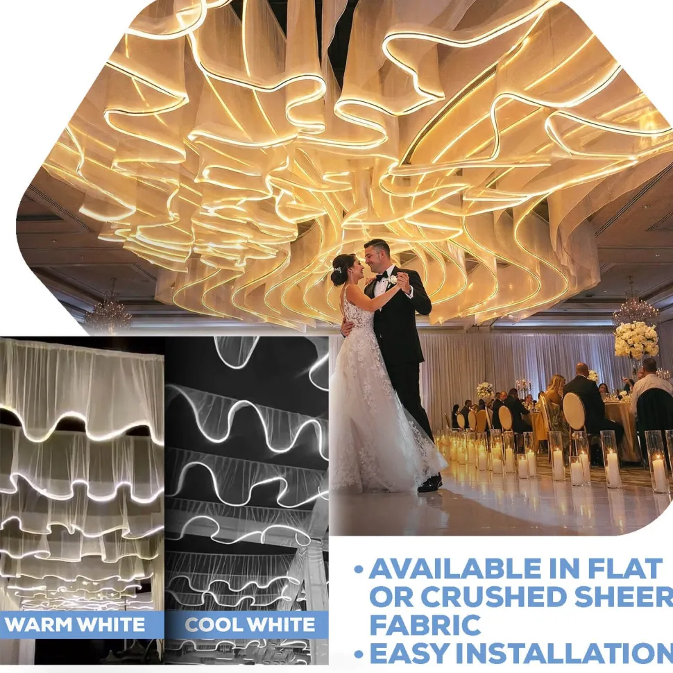 The Ripplewave™ LED Hanging Ceiling Drape Warm or Cool Light - Choose Size & Color