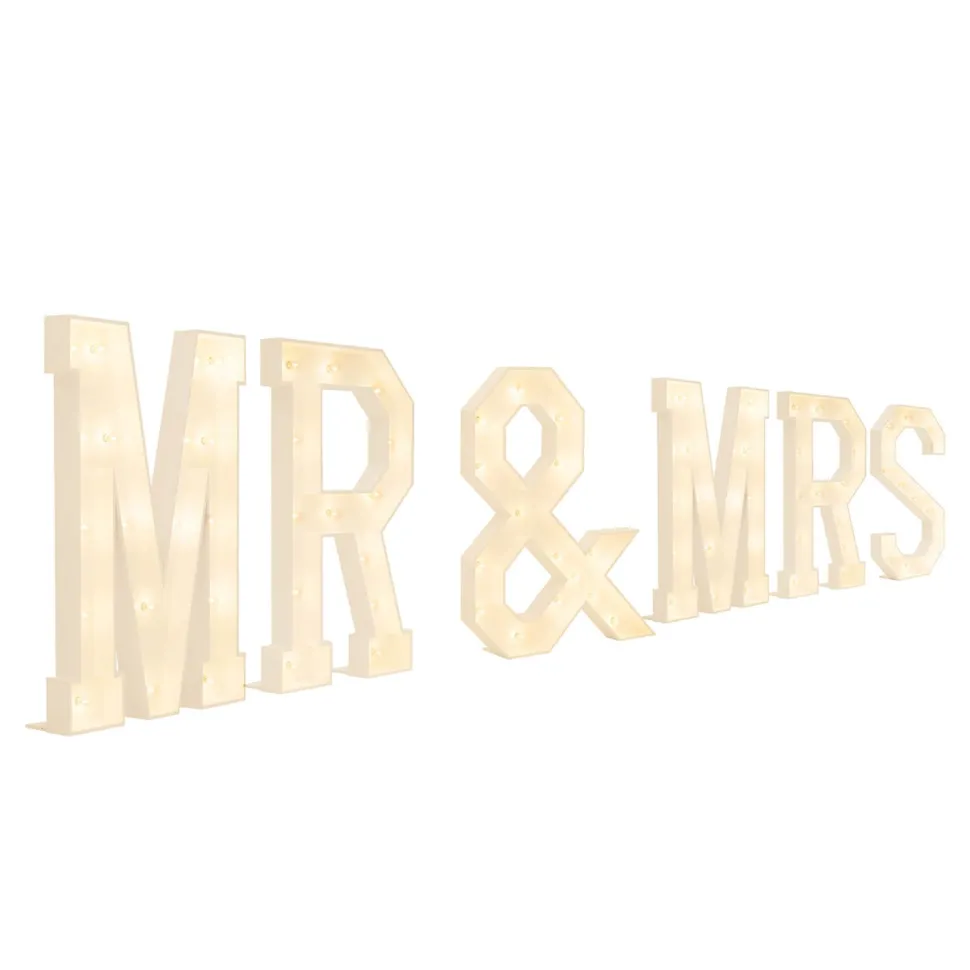 Traditional Wood Marquee "MR & MRS"