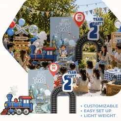 Train Party Foam Core Birthday Backdrop Kit by PopScene™