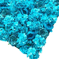 Turquoise Mixed Floral Wall - Curtain Style - Easy Install! Select Size