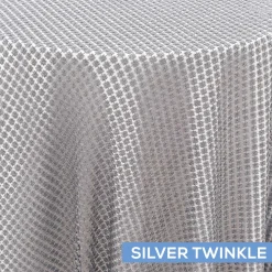 Twinkle / Daphne Lace Table Overlay by Eastern Mills - Silver Twinkle - Many Size Options