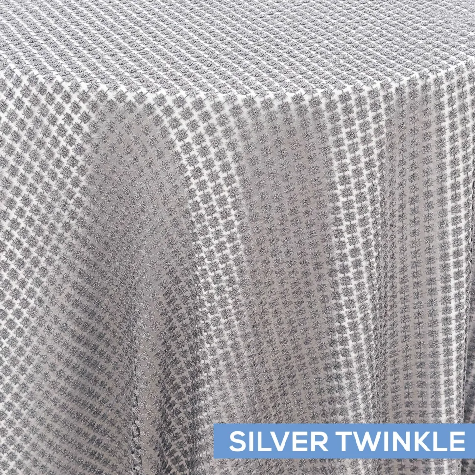Twinkle / Daphne Lace Table Overlay by Eastern Mills - Silver Twinkle - Many Size Options