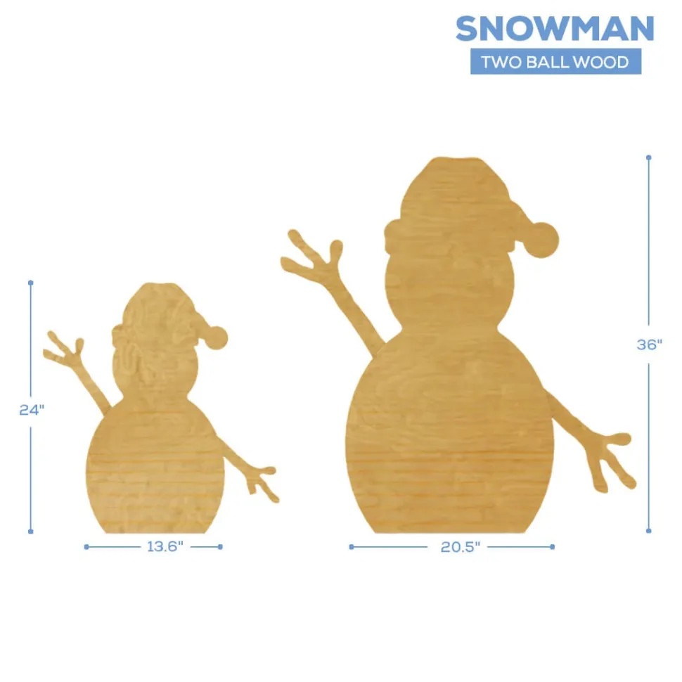 Two Ball Wood Snowman - Choose your Size