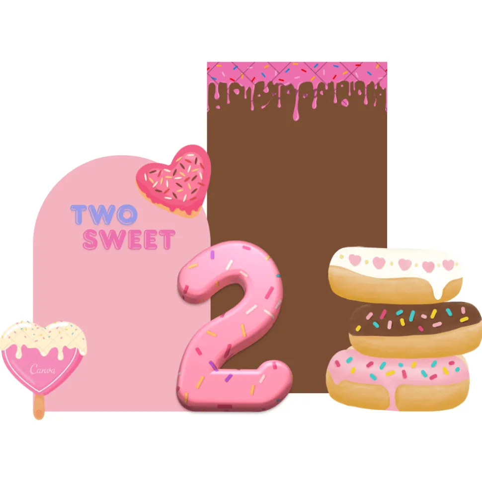 Two Sweet Donut Theme Foam Core Backdrop Kit by PopScene™