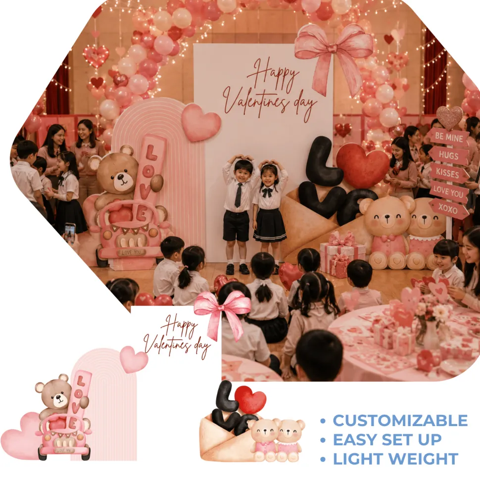 Valentines day 3 Foam Core Birthday Backdrop Kit by PopScene™