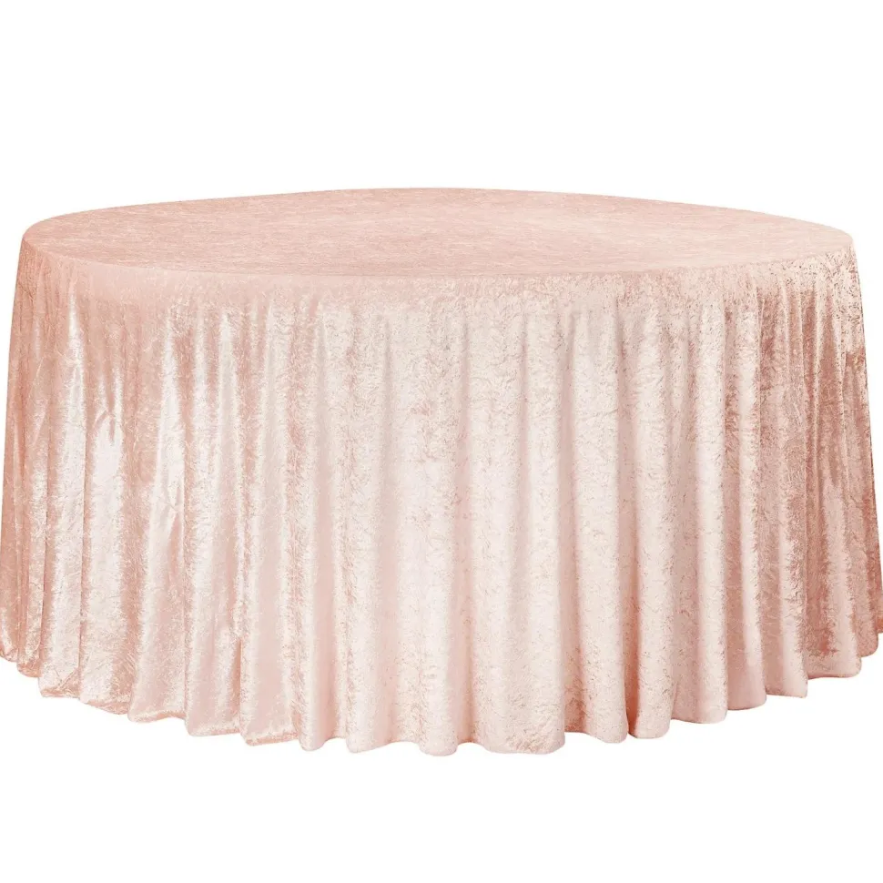 Velvet 132" Round Tablecloth - Blush/Rose Gold