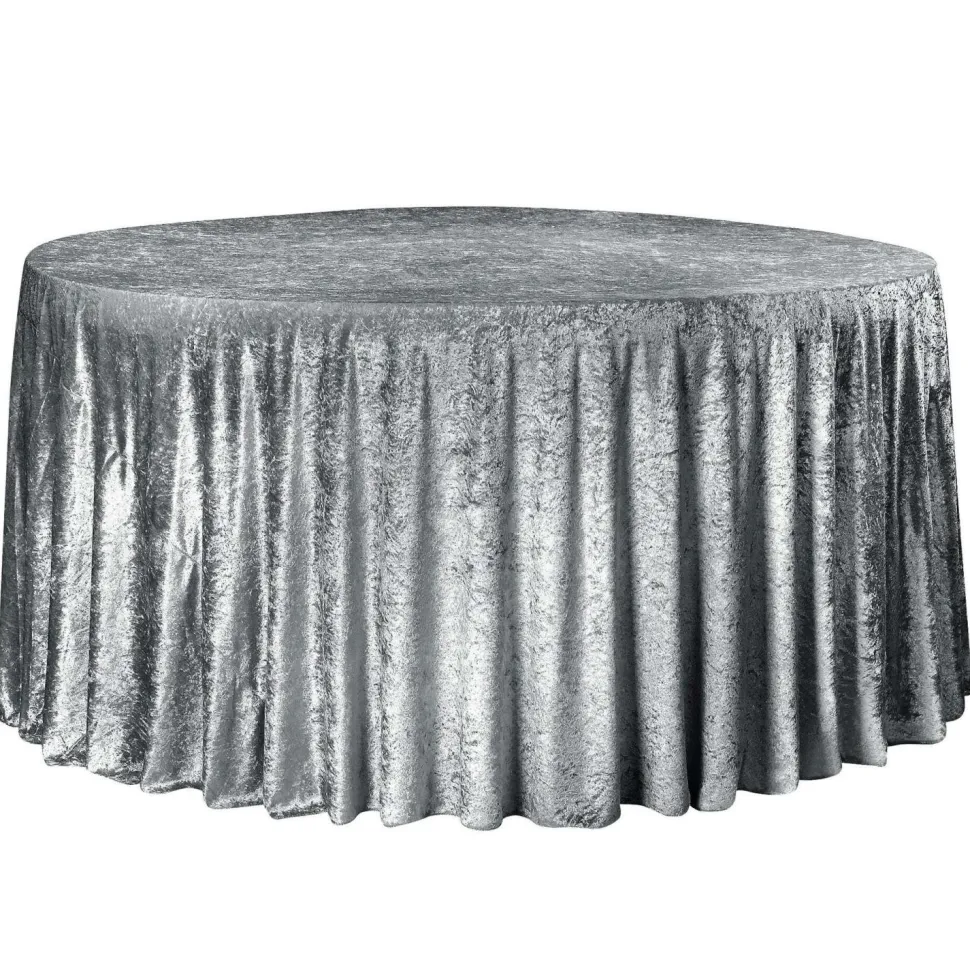 Velvet 120" Round Tablecloth - Charcoal