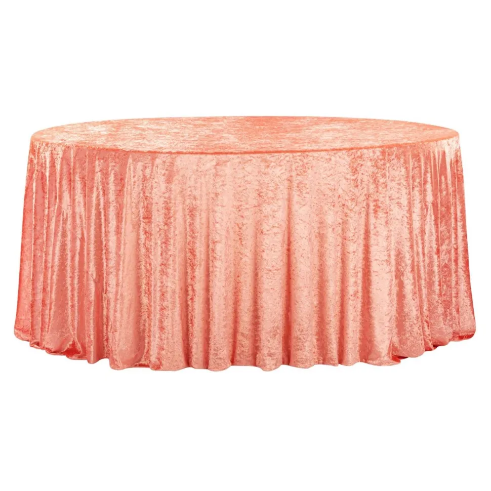 Velvet 120" Round Tablecloth - Coral