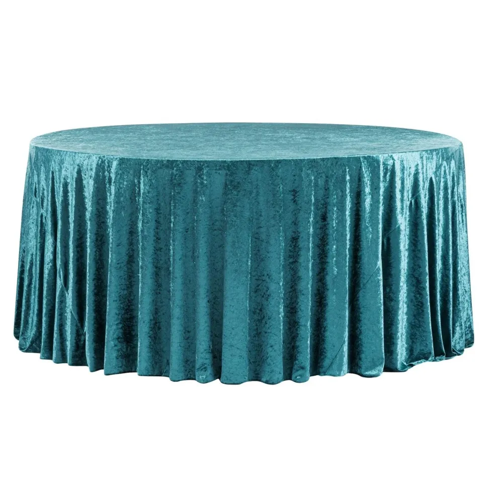 Velvet 120" Round Tablecloth - Dark Turquoise