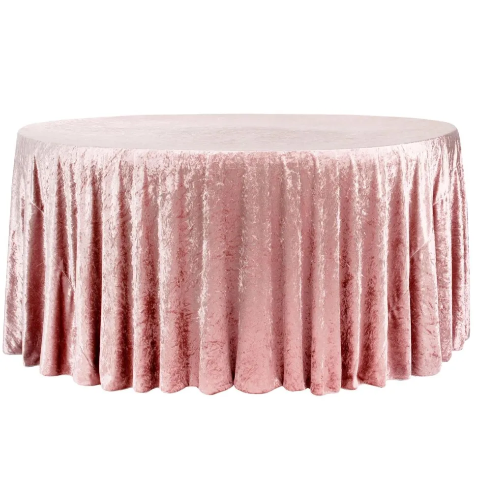 Velvet 120" Round Tablecloth - Dusty Rose/Mauve