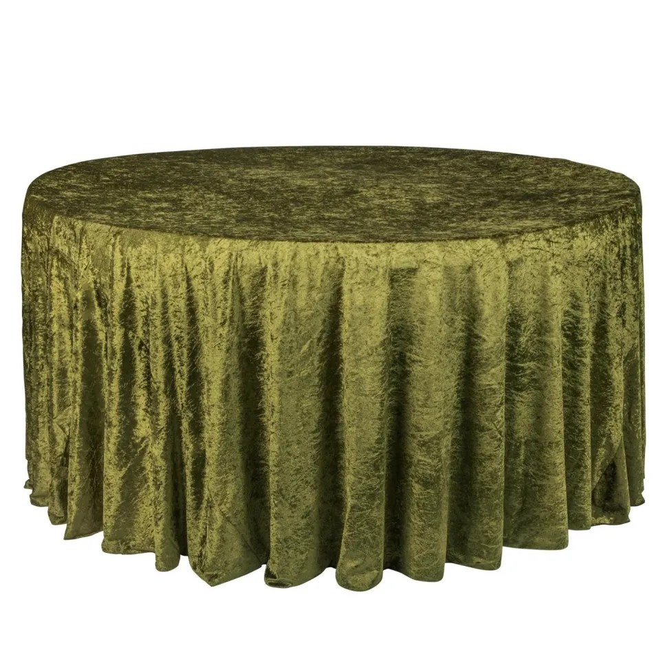 Velvet 120" Round Tablecloth - Olive Green