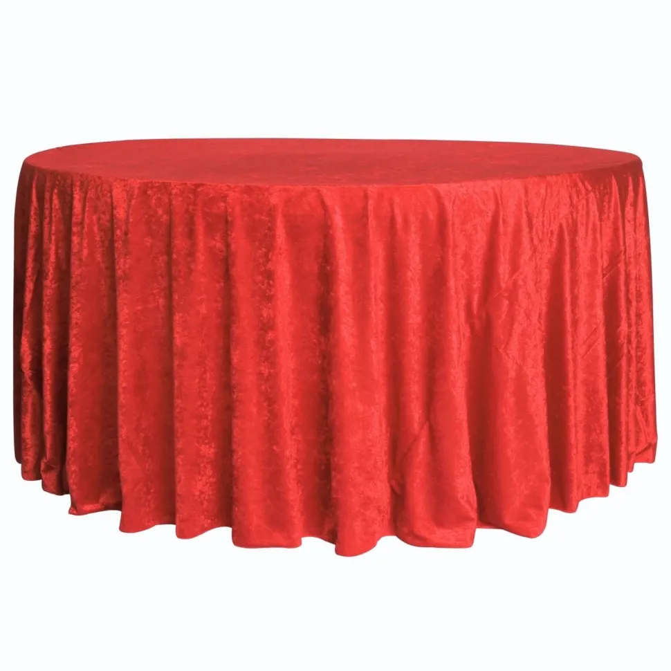 Velvet 132" Round Tablecloth - Red