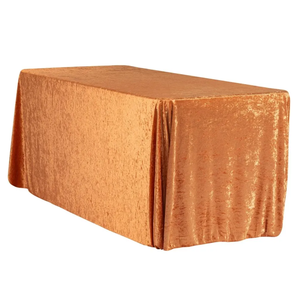 Velvet 90"x156" Rectangular Tablecloth - Rust