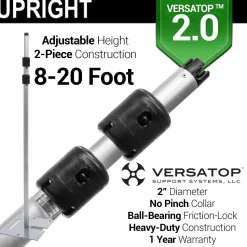 Versatop™ 2.0® - DELUXE-2 Panel Pipe and Drape Kit / Backdrop - 8-20 Feet Tall (Adjustable) Comes W/ 3 Piece Uprights for Maximum Height Adjustment