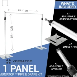 Versatop™ 2.0® - 1-Panel Pipe and Drape Kit / Backdrop - 7-12 Feet Tall (Adjustable)
