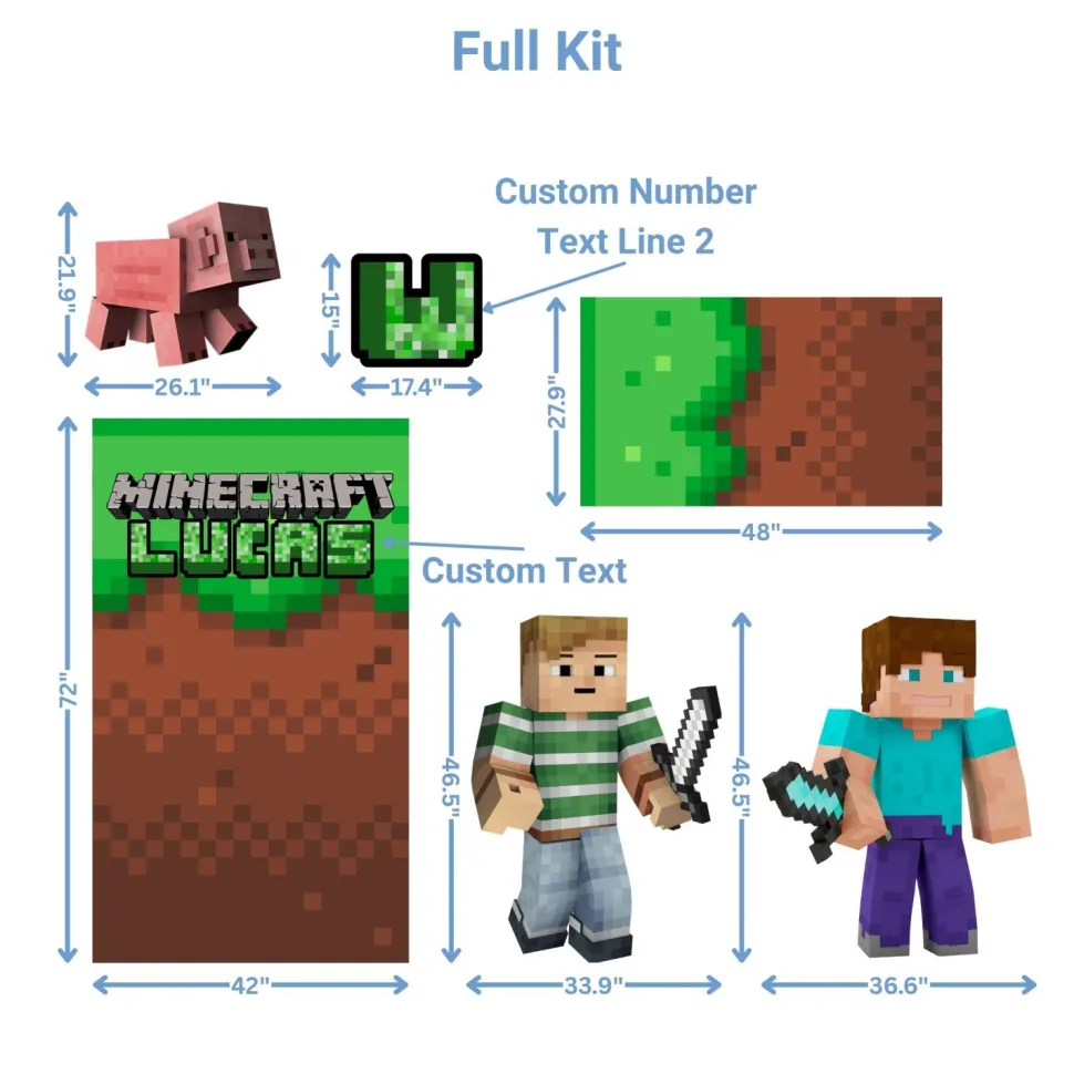 Video Games - Minecraft Foam Core Birthday Backdrop Kit by PopScene™