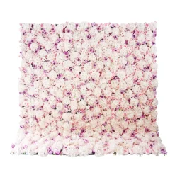 White & Blush Mixed Florals - Curtain Style Floral Wall - Easy Install! Select Size