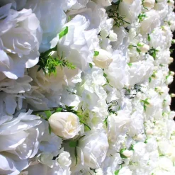 White Mixed Floral Wall - Curtain Style - Easy Install! Select Size