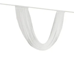 White Sheer Chiffon Valance Curtain – Curved Backdrop Swag Topper with Rod Pocket (4ft Wide x 4ft, 5ft, 6ft Height Options)