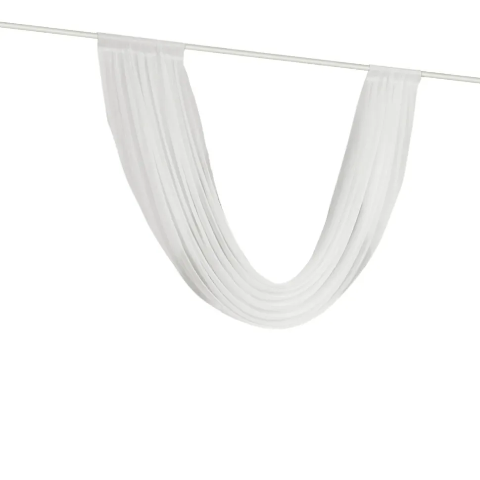 White Sheer Chiffon Valance Curtain – Curved Backdrop Swag Topper with Rod Pocket (4ft Wide x 4ft, 5ft, 6ft Height Options)