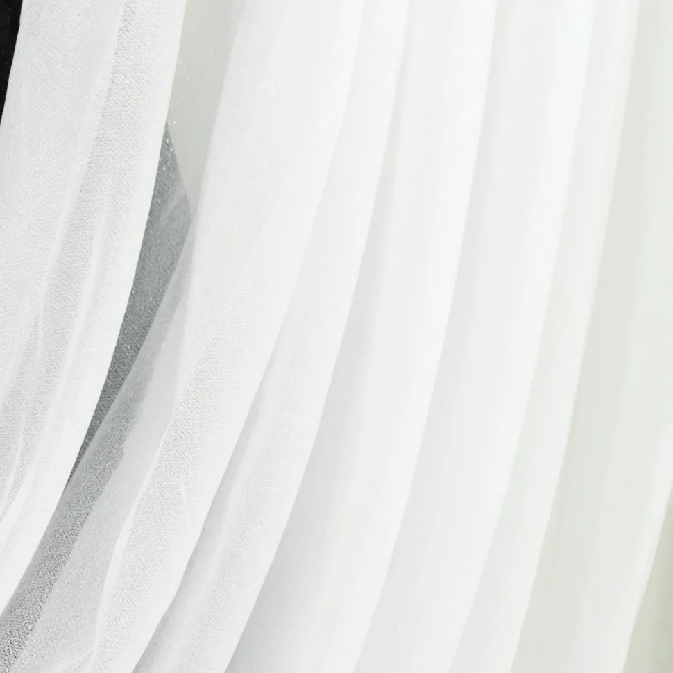 White Sheer Chiffon Valance Curtain – Curved Backdrop Swag Topper with Rod Pocket (4ft Wide x 4ft, 5ft, 6ft Height Options)