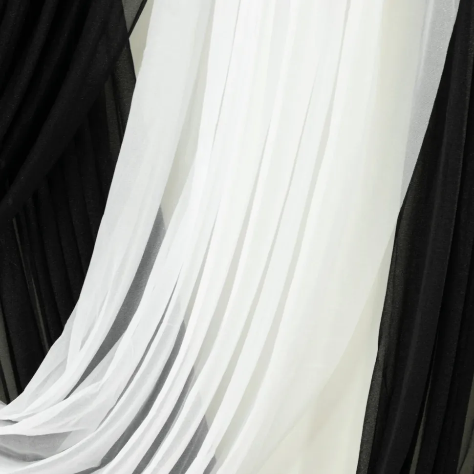 White Sheer Chiffon Valance Curtain – Curved Backdrop Swag Topper with Rod Pocket (4ft Wide x 4ft, 5ft, 6ft Height Options)