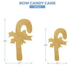 Wood Candy Cane w/ Bow - Single
