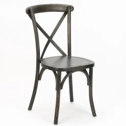 Wooden Crossback Chair - Antiqued Black Grain