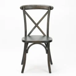 Wooden Crossback Chair - Antiqued Black Grain