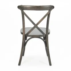 Wooden Crossback Chair - Antiqued Black Grain