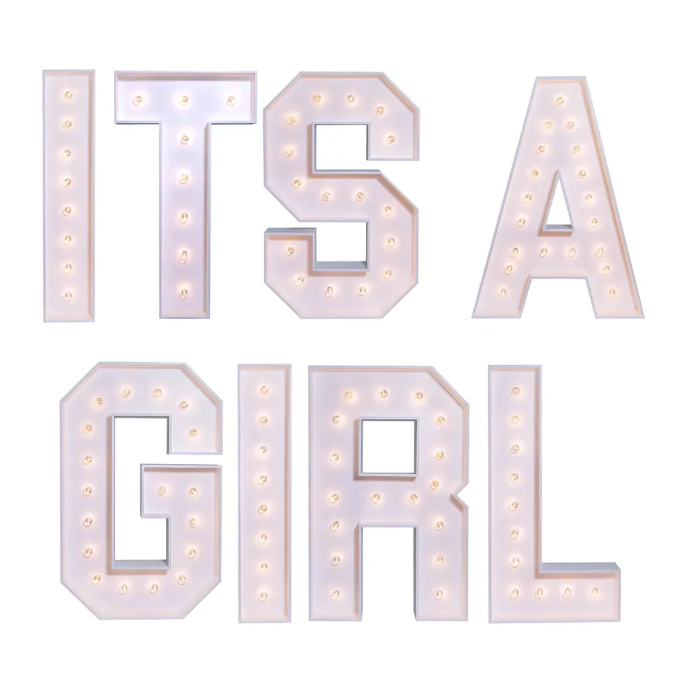 Wood Marquee - BOLD Font - "ITS A GIRL" - 4ft Tall