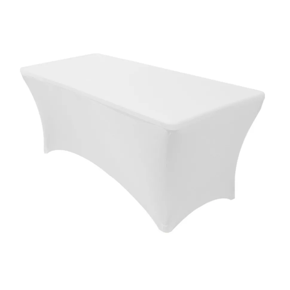 6' x 30" Banquet 210 GSM Better Quality/Best Value Spandex Table Cover - White