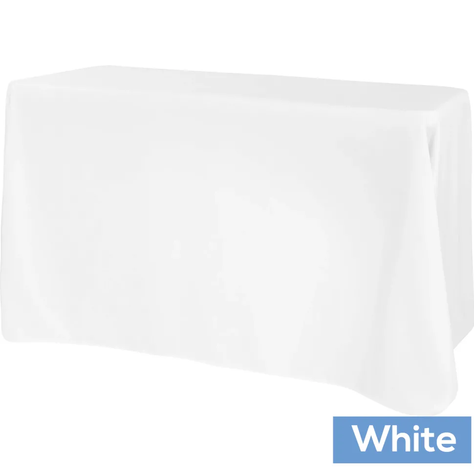 90" x 108" Oblong 200 GSM Polyester Tablecloth - White