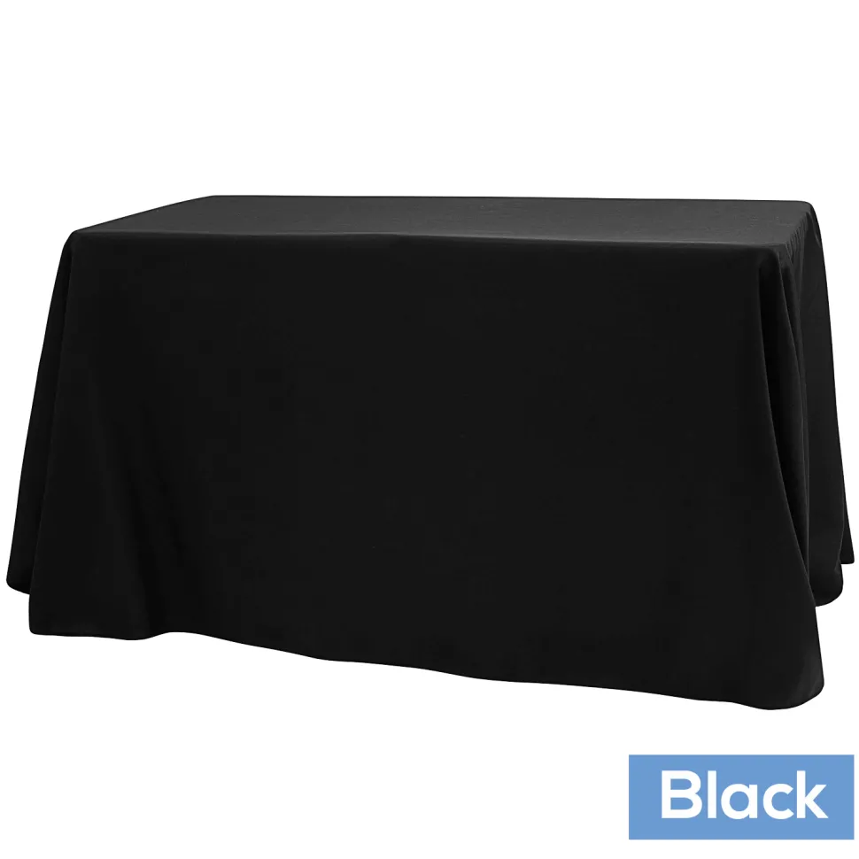 90" x 108" Oblong 200 GSM Polyester Tablecloth - Black