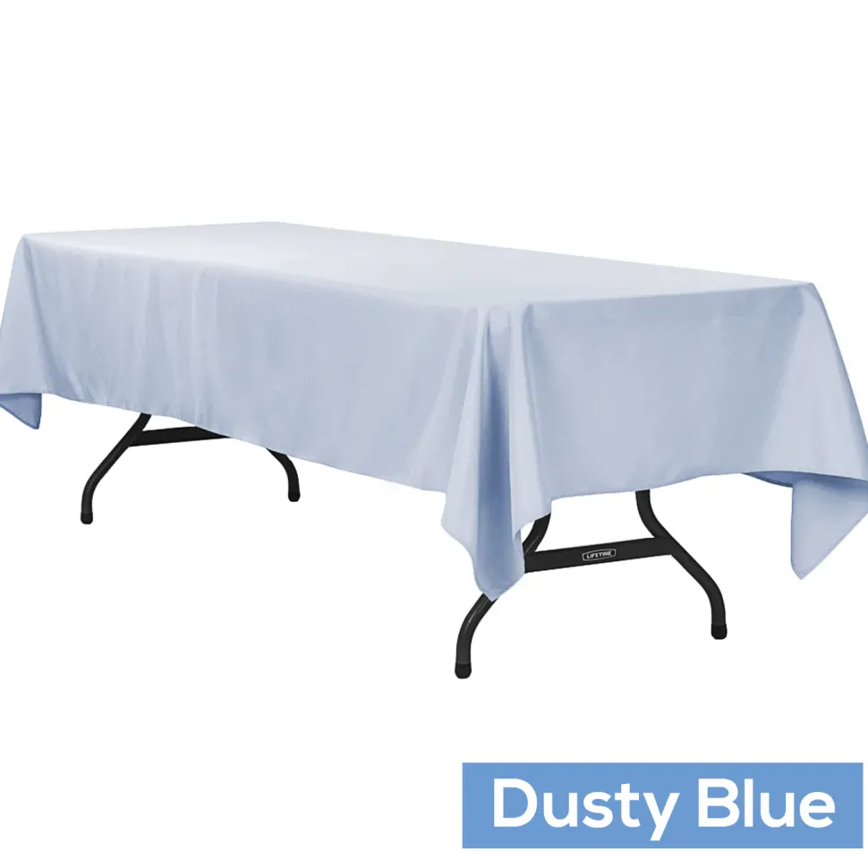 60" x 120" Rectangular 200 GSM Polyester Tablecloth - Dusty Blue