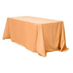 90" x 156" Rectangular 125-130 GSM Polyester Tablecloth - Peach