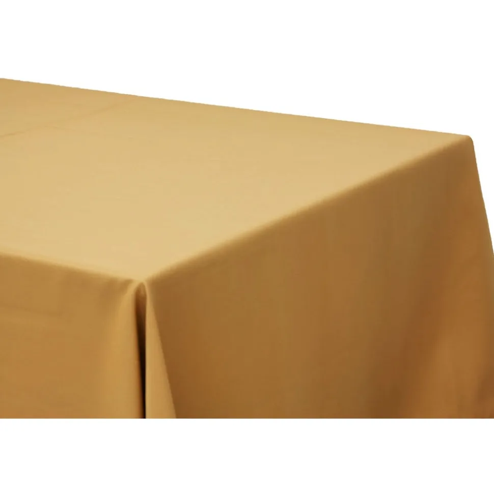 90" x 156" Rectangular 125-130 GSM Polyester Tablecloth - Gold