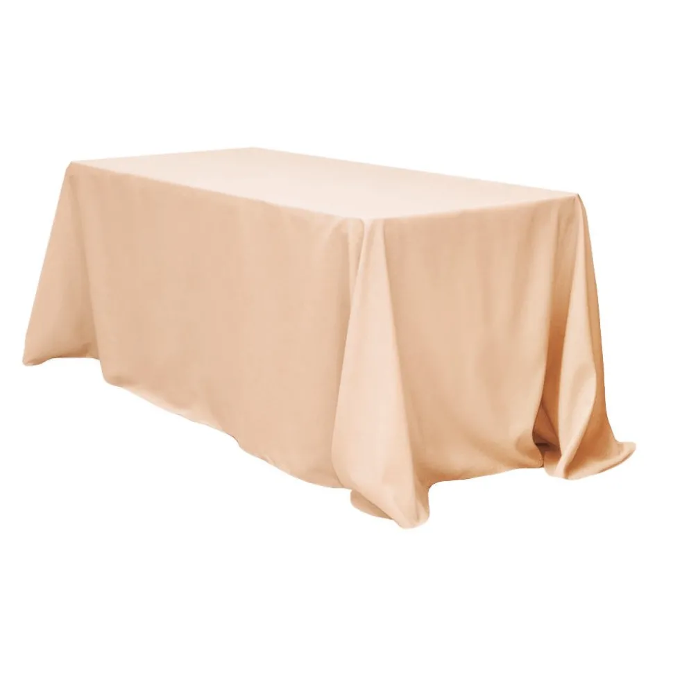 90" x 156" Rectangular 125-130 GSM Polyester Tablecloth - Champagne