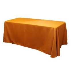90" x 156" Rectangular 125-130 GSM Polyester Tablecloth - Burnt Orange