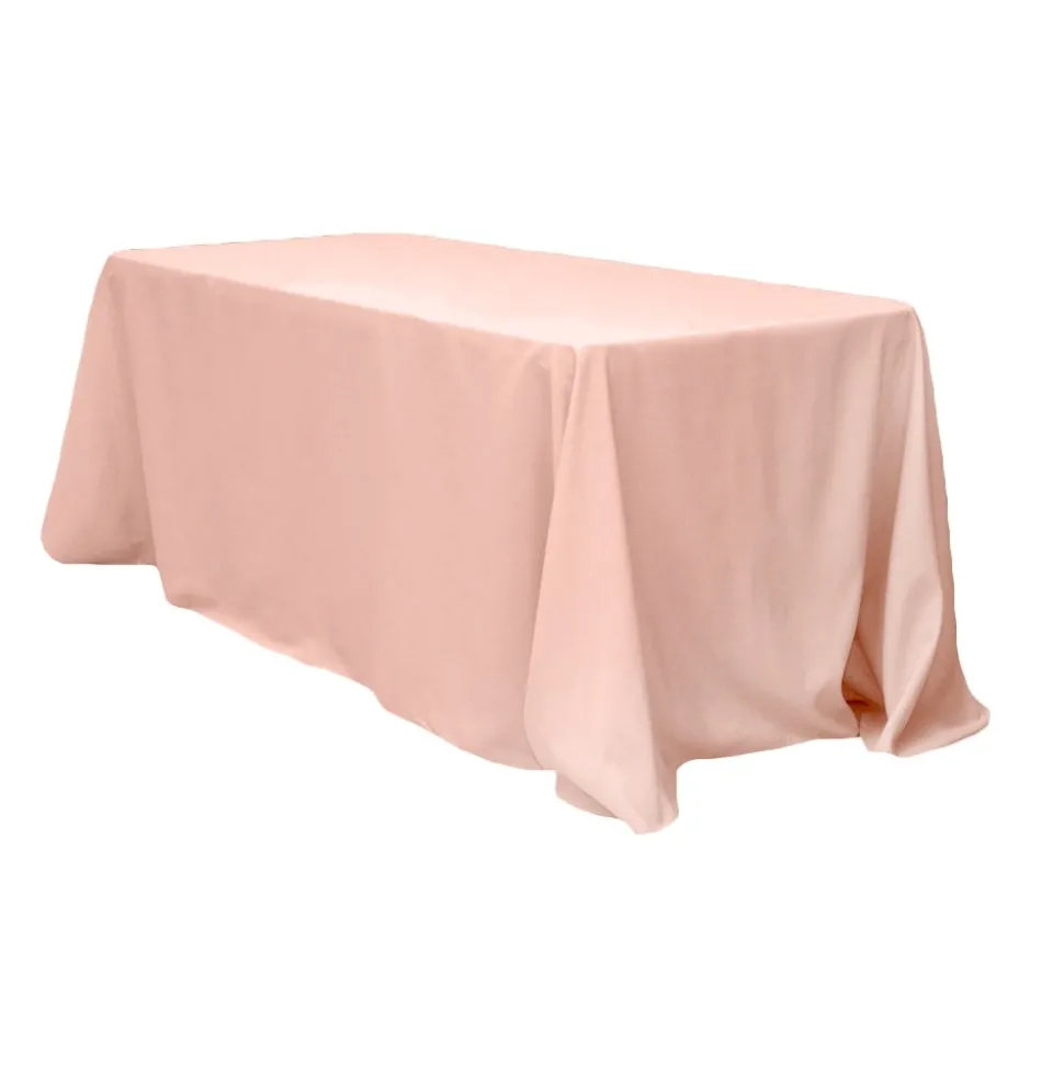 90" x 156" Rectangular 125-130 GSM Polyester Tablecloth - Blush/Rose Gold